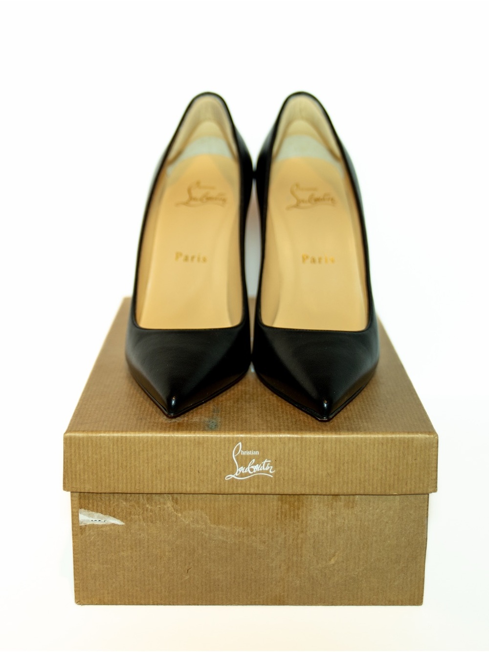 Christian Louboutin Kate Black Pointed Toe Leather Pumps